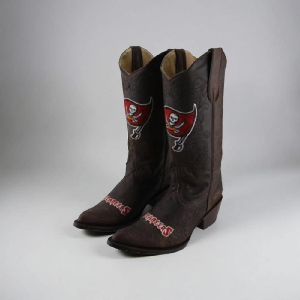 Tampa Bay Buccaneers Brown Leather Boots